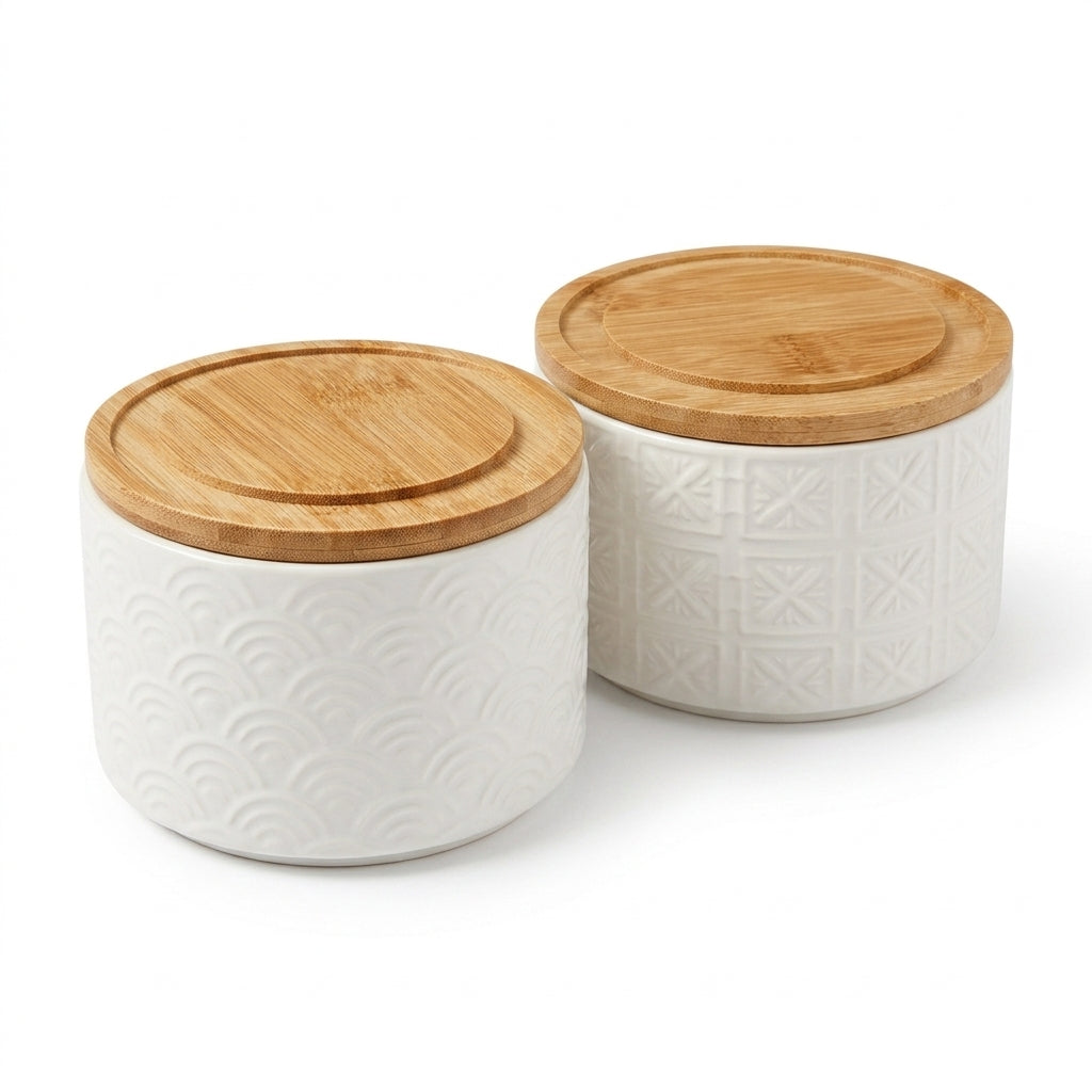 Ceramic Container with Wood Lid