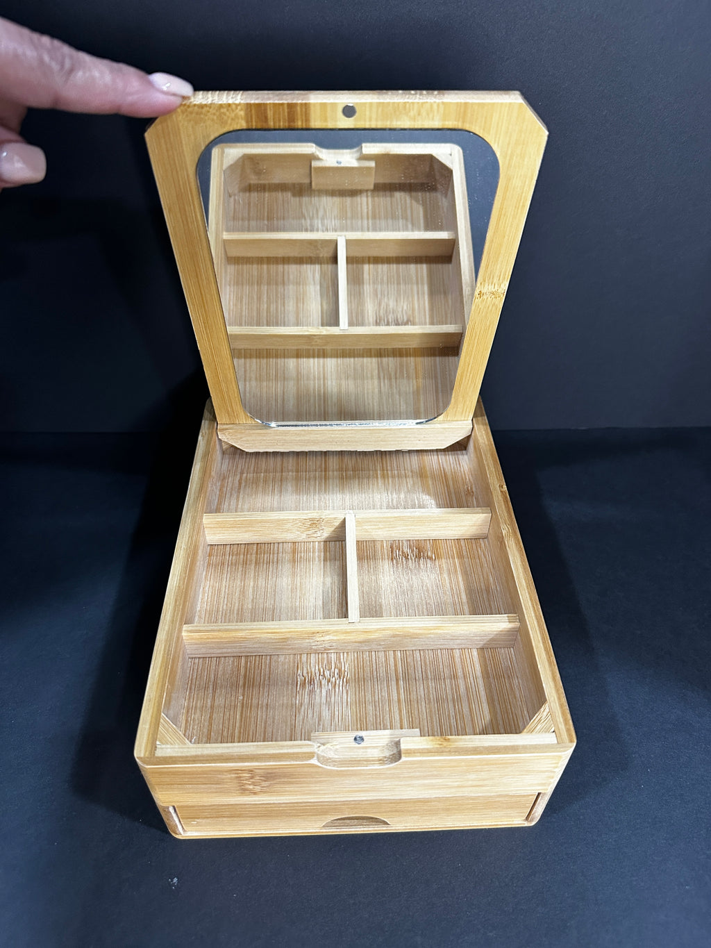 Bamboo Beauty Organizer with Mirror
