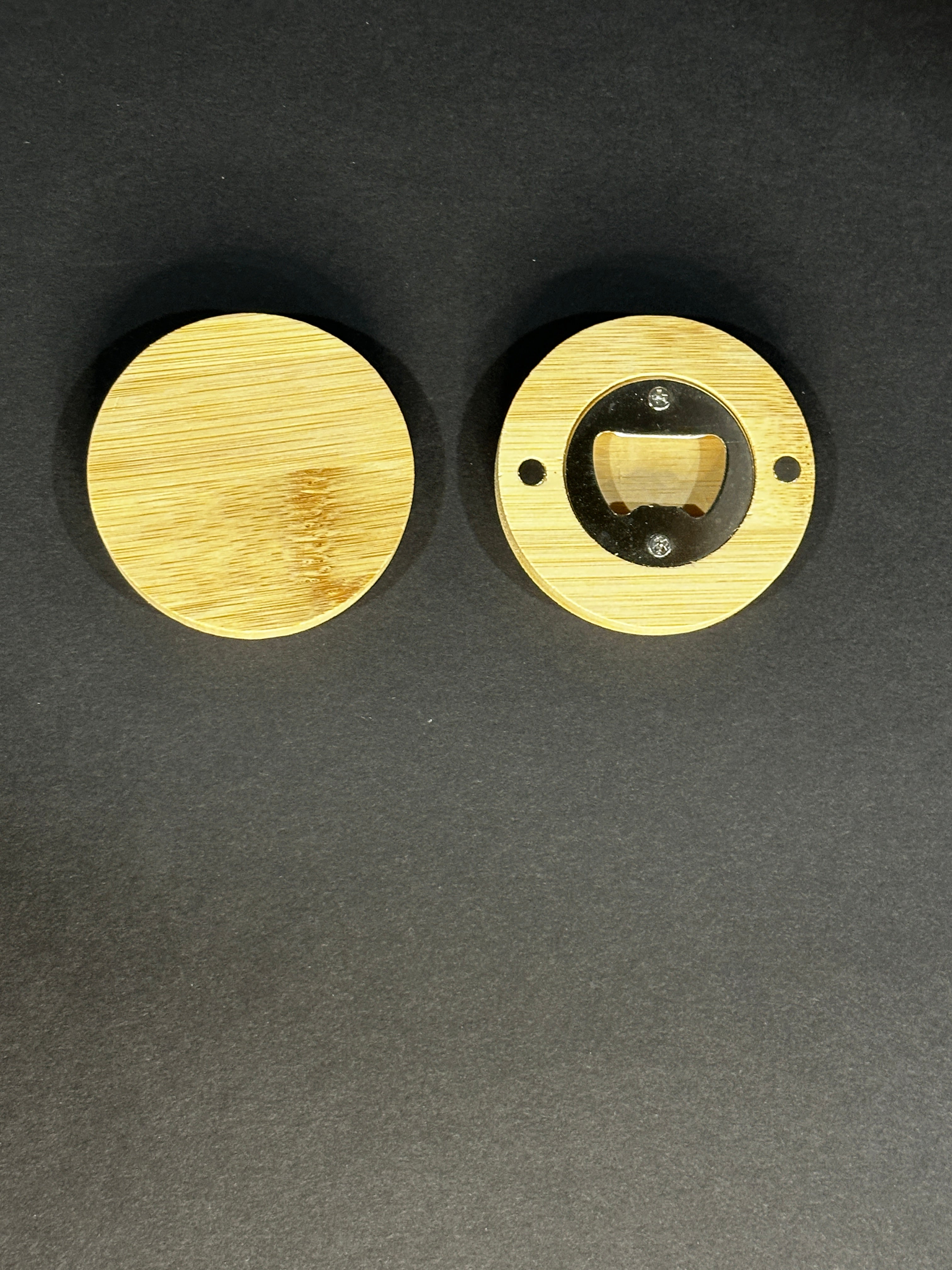 Round Bamboo Bottle Opener with Magnet