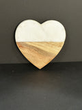 Heart Shaped Coaster - Half Wood Half Marble - Horizontal