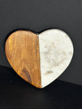 Heart Shaped Coaster - Half Wood Half Marble Verticle